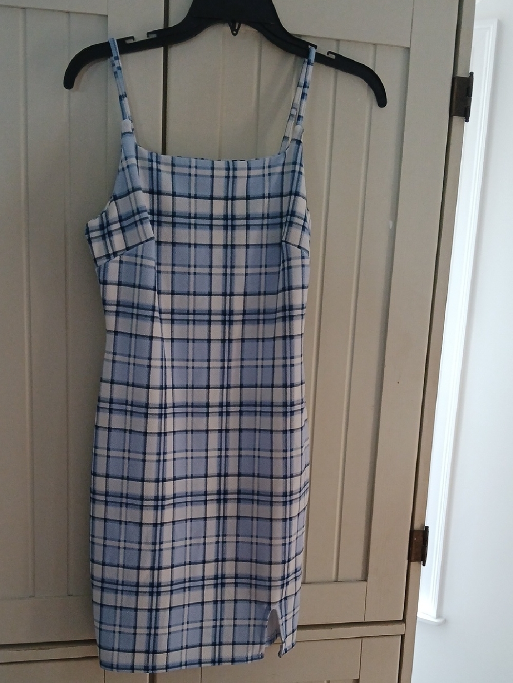 Girls No Boundaries Light Blue Plaid Spaghetti-Strap Dress Size 7/9